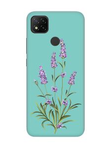 Матовий бірюзовий чохол на Xiaomi Redmi 9C / 10A :: Гілочки лаванди (принт 266)