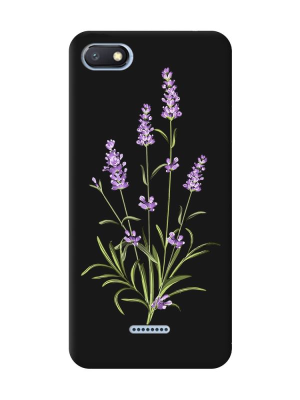 Матовий чорний чохол на Xiaomi Redmi 6A :: Гілочки лаванди (принт 266)