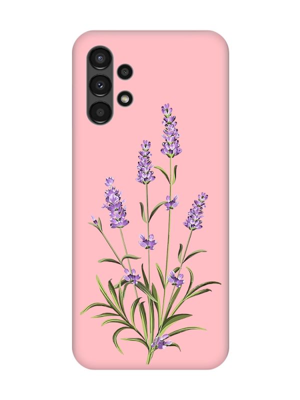 Матовий рожевий чохол на Samsung A13 4G :: Гілочки лаванди (принт 266)
