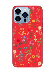 Матовий червоний чохол на Apple iPhone 13 Pro Max :: Квітковий фон (принт 269)