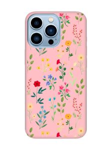 Матовий рожевий чохол на Apple iPhone 13 Pro Max :: Квітковий фон (принт 269)