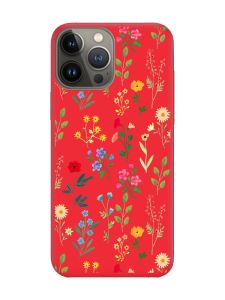 Матовий червоний чохол на Apple iPhone 13 Pro :: Квітковий фон (принт 269)