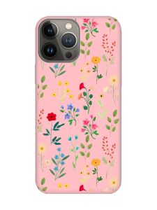 Матовий рожевий чохол на Apple iPhone 13 Pro :: Квітковий фон (принт 269)