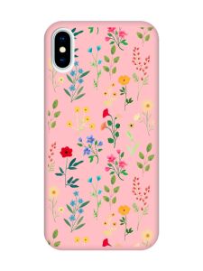 Матовий рожевий чохол на iPhone X / Xs :: Квітковий фон (принт 269)