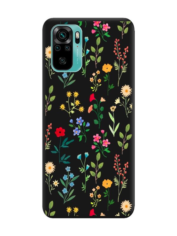 Матовий чорний чохол на Xiaomi Redmi Note 10 / Note 10s :: Квітковий фон (принт 269)