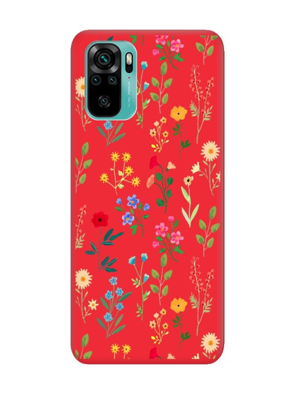 Матовий червоний чохол на Xiaomi Redmi Note 10 / Note 10s :: Квітковий фон (принт 269)