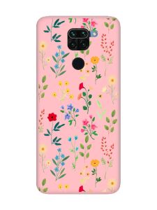 Матовий рожевий чохол на Xiaomi Redmi Note 9 :: Квітковий фон (принт 269)