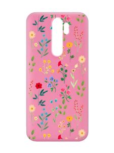 Матовий рожевий чохол на Xiaomi Redmi Note 8 Pro :: Квітковий фон (принт 269)