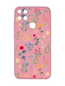 Матовий рожевий чохол на Xiaomi Redmi 10C :: Квітковий фон (принт 269)