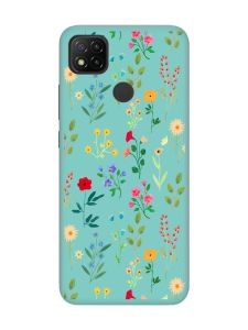 Матовий бірюзовий чохол на Xiaomi Redmi 9C / 10A :: Квітковий фон (принт 269)