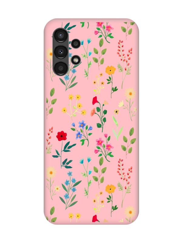 Матовий рожевий чохол на Samsung A13 4G :: Квітковий фон (принт 269)
