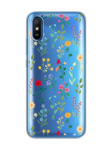Прозорий чохол на Xiaomi Redmi 9A  :: Квітковий фон (принт 269)
