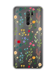 Прозорий чохол на Xiaomi Redmi 9 :: Квітковий фон (принт 269)