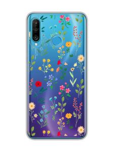 Прозорий чохол на Huawei P30 Lite :: Квітковий фон (принт 269)