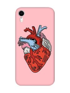 Матовий рожевий чохол на Apple iPhone XR :: Серце анатомічне (принт 250)