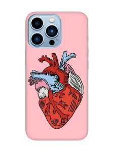 Матовий рожевий чохол на Apple iPhone 13 Pro Max :: Серце анатомічне (принт 250)