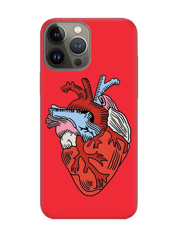 Матовий червоний чохол на Apple iPhone 13 Pro :: Серце анатомічне (принт 250)