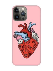 Матовий рожевий чохол на Apple iPhone 13 Pro :: Серце анатомічне (принт 250)