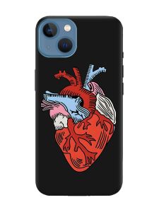 Матовий чорний чохол на Apple iPhone 13 :: Серце анатомічне (принт 250)