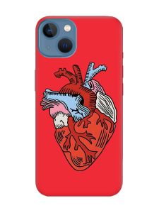 Матовий червоний чохол на Apple iPhone 13 :: Серце анатомічне (принт 250)