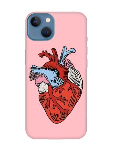 Матовий рожевий чохол на Apple iPhone 13 :: Серце анатомічне (принт 250)