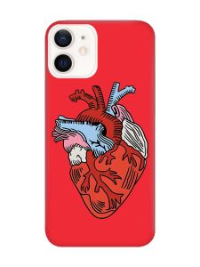 Матовий червоний чохол на Apple iPhone 12 / 12 Pro (6.1) :: Серце анатомічне (принт 250)