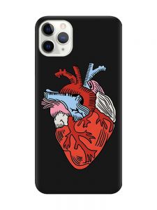 Матовий чорний чохол на iPhone 11 Pro Max (6.5) :: Серце анатомічне (принт 250)