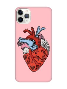 Матовий рожевий чохол на iPhone 11 Pro Max (6.5) :: Серце анатомічне (принт 250)