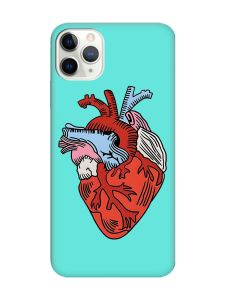 Матовий бірюзовий чохол на iPhone 11 Pro Max (6.5) :: Серце анатомічне (принт 250)