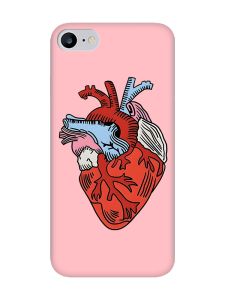 Матовий рожевий чохол на iPhone 7 / 8 :: Серце анатомічне (принт 250)