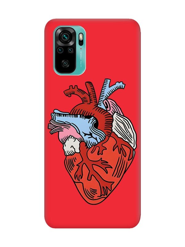 Матовий червоний чохол на Xiaomi Redmi Note 10 / Note 10s :: Серце анатомічне (принт 250)