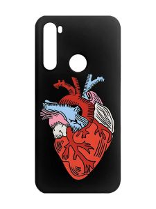 Матовий чорний чохол на Xiaomi Redmi Note 8 :: Серце анатомічне (принт 250)