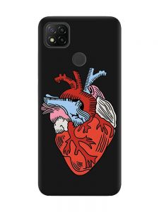 Матовий чорний чохол на Xiaomi Redmi 9C / 10A :: Серце анатомічне (принт 250)