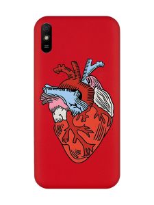 Матовий червоний чохол на Xiaomi Redmi 9A :: Серце анатомічне (принт 250)