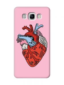 Матовий рожевий чохол на Samsung Galaxy J7(2016) J710 :: Серце анатомічне (принт 250)