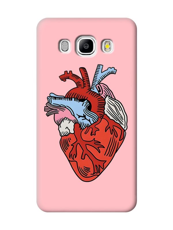 Матовий рожевий чохол на Samsung Galaxy J5(2016) J510 :: Серце анатомічне (принт 250)