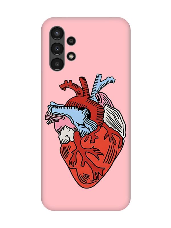 Матовий рожевий чохол на Samsung A13 4G :: Серце анатомічне (принт 250)