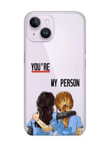 Прозорий чохол із захистом камери на iPhone 14 :: Подружки з Анатомії (принт 251)
