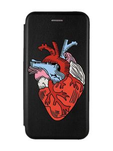 Чохол-книжка з малюнком для Samsung Galaxy A02/A022 (2021) Чорний :: Серце анатомічне (принт 250)
