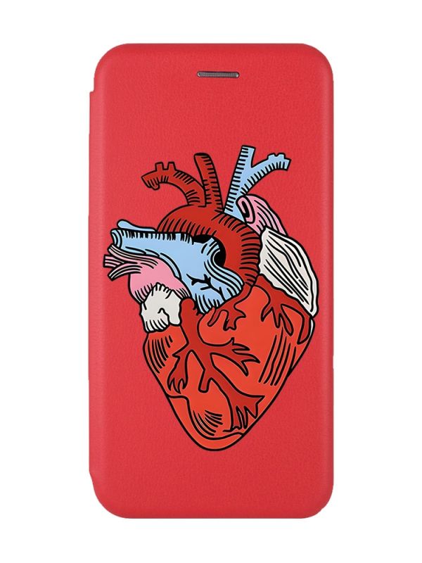 Чохол-книжка з малюнком для Xiaomi Redmi 9C/10A Червоний :: Серце анатомічне (принт 250)