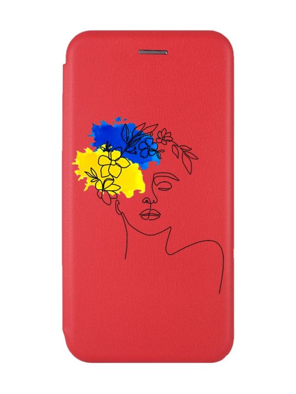 Чохол-книжка з малюнком для Xiaomi Redmi 9 Червоний  :: Українка Арт (принт 3)