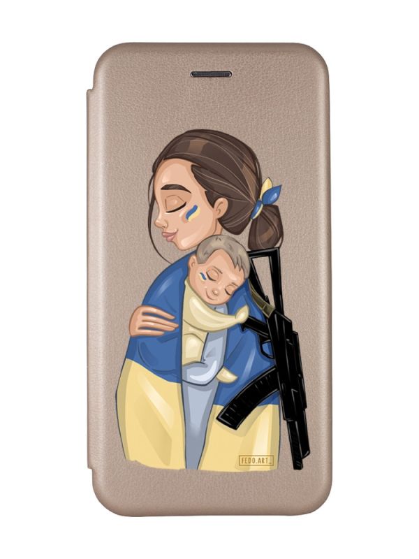 Чохол-книжка з малюнком для Samsung Galaxy A53 4G Золотий :: Мама-захисниця (принт 20)
