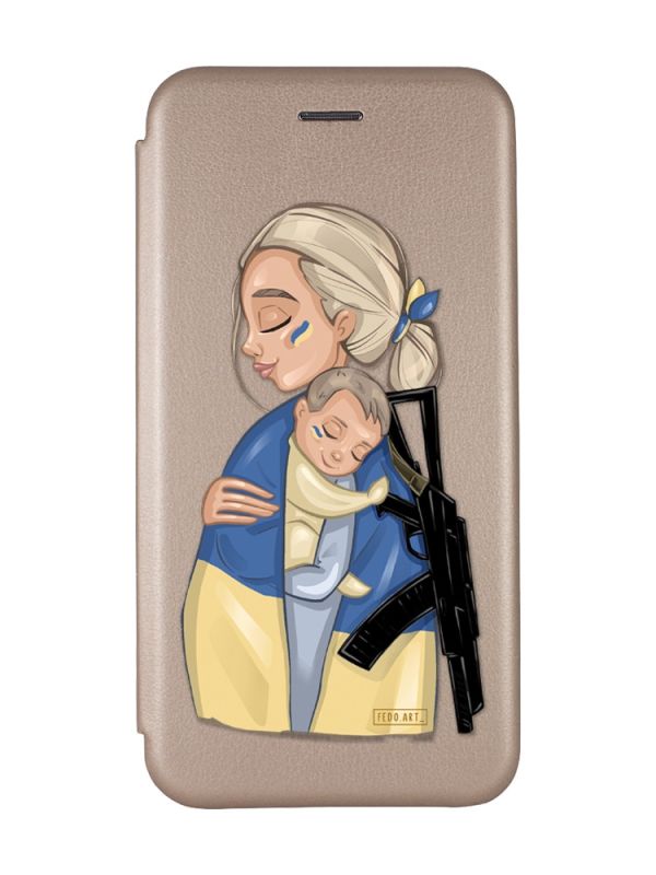 Чохол-книжка з малюнком для Samsung Galaxy A32 Золотий :: Мама-захисниця (принт 21)