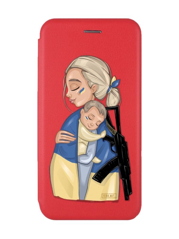 Чохол-книжка з малюнком для Samsung Galaxy A32 Червоний :: Мама-захисниця (принт 21)