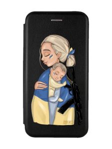 Чохол-книжка з малюнком для Xiaomi Redmi Note 11T Чорний :: Мама-захисниця (принт 21)
