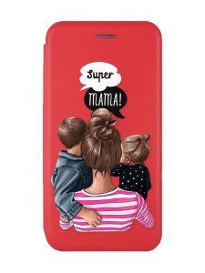 Чохол-книжка з малюнком для Samsung Galaxy A03s Червоний :: Супер Мама (принт 29)