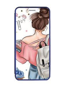 Чохол-книжка з малюнком для Samsung Galaxy А10 (2019) А105 Синій :: Дівчина з рюкзаком (принт 30)