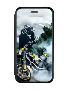 Чохол-книжка з малюнком для Xiaomi Redmi Note 8T Чорний :: Мото Драйв (принт 68)