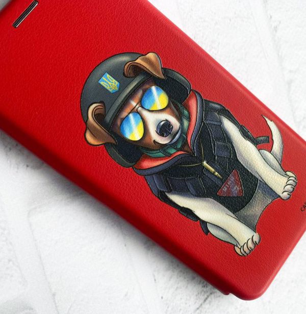 Чохол-книжка з малюнком для Xiaomi Redmi Note 8T Червоний; Патрон (патріотичний принт 4)