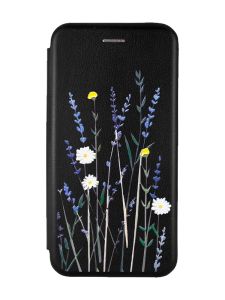 Чохол-книжка з малюнком для Samsung Galaxy A03s Чорний :: Польові квіти (принт 270)